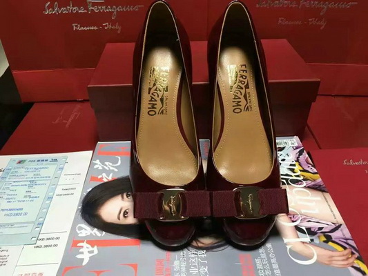 Ferragamo Shallow mouth Block heel Shoes Women--018